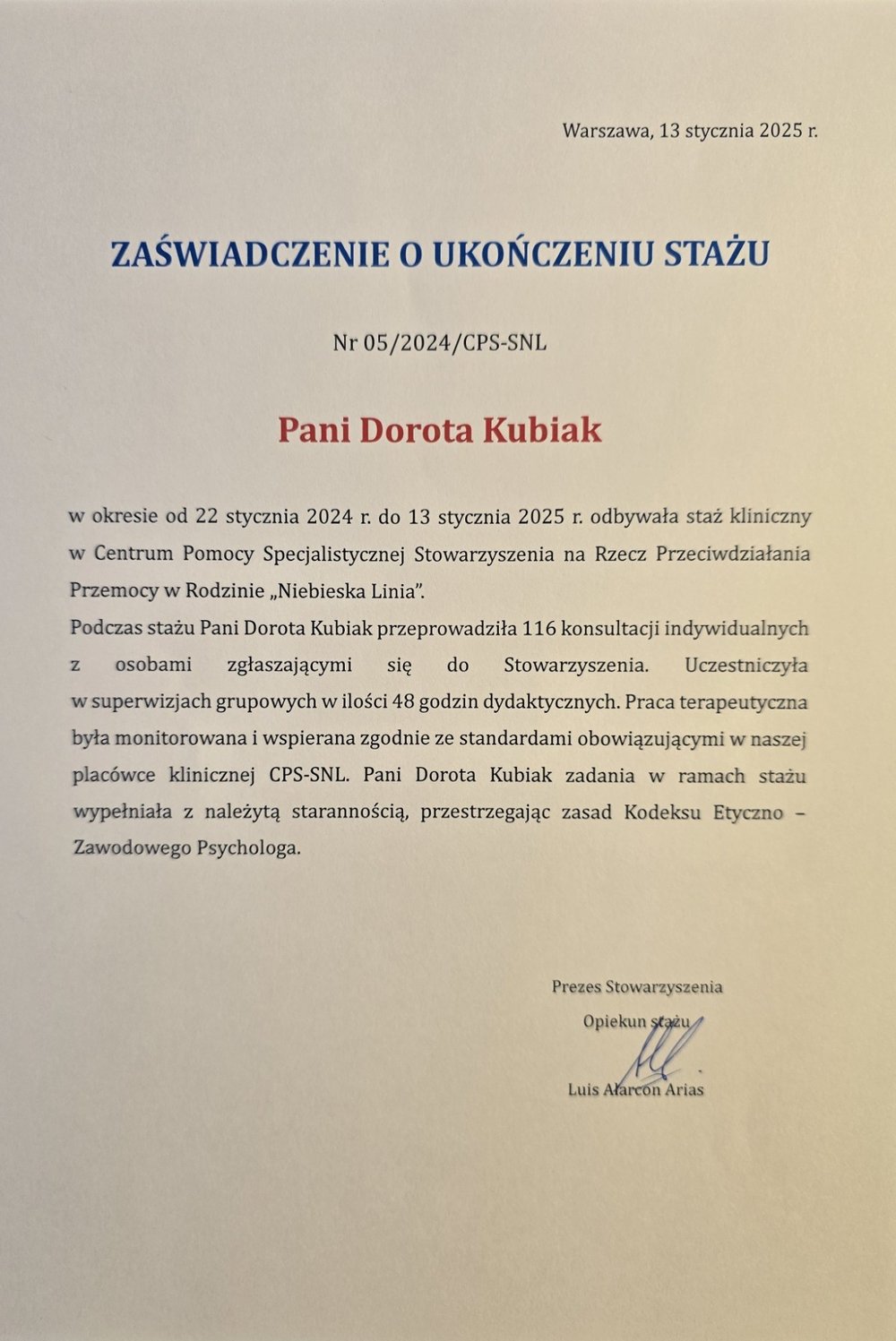 Staż kliniczny — Niebieska Linia
